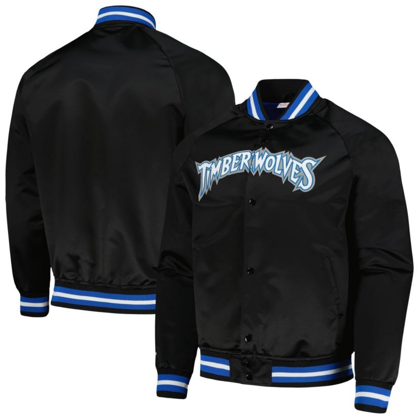 NBA Minnesota Timberwolves Hardwood Classics Throwback Wordmark Raglan Full-Snap Jacket