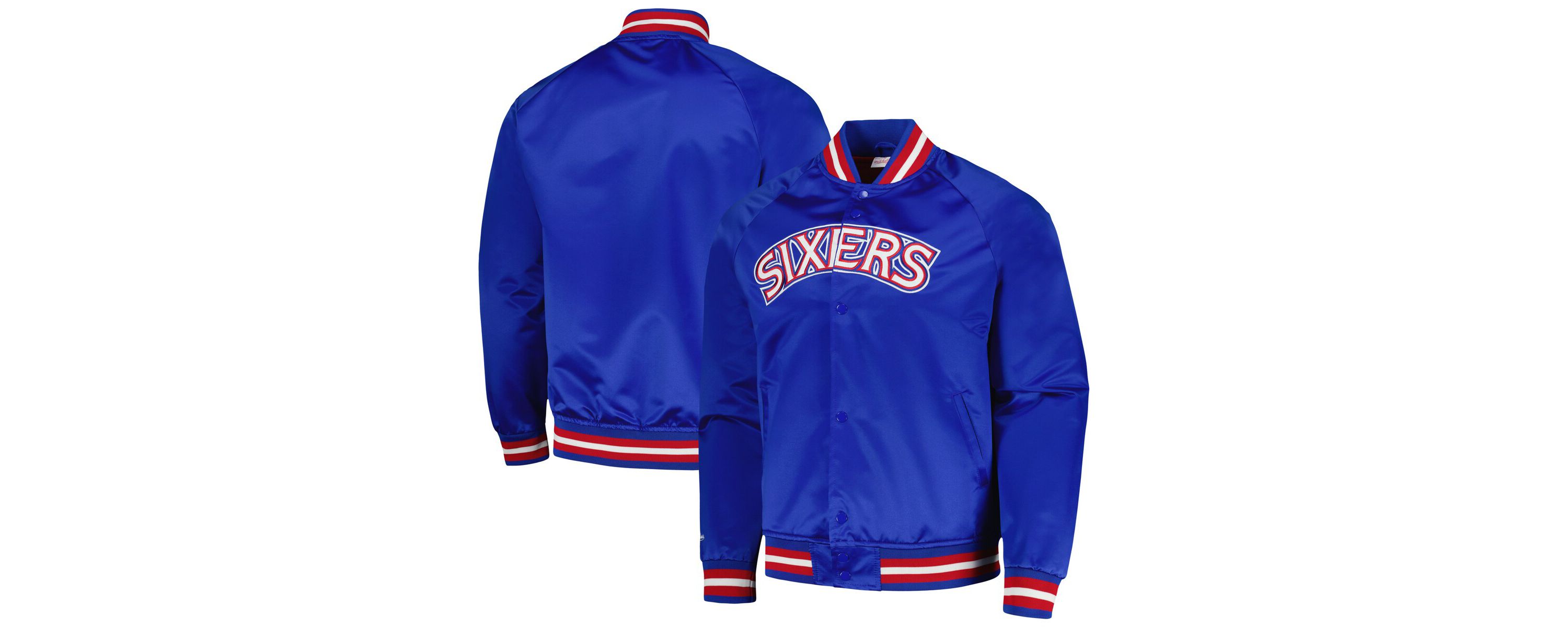 NBA Philadelphia 76ers Hardwood Classics Throwback Wordmark Raglan Full-Snap Jacket