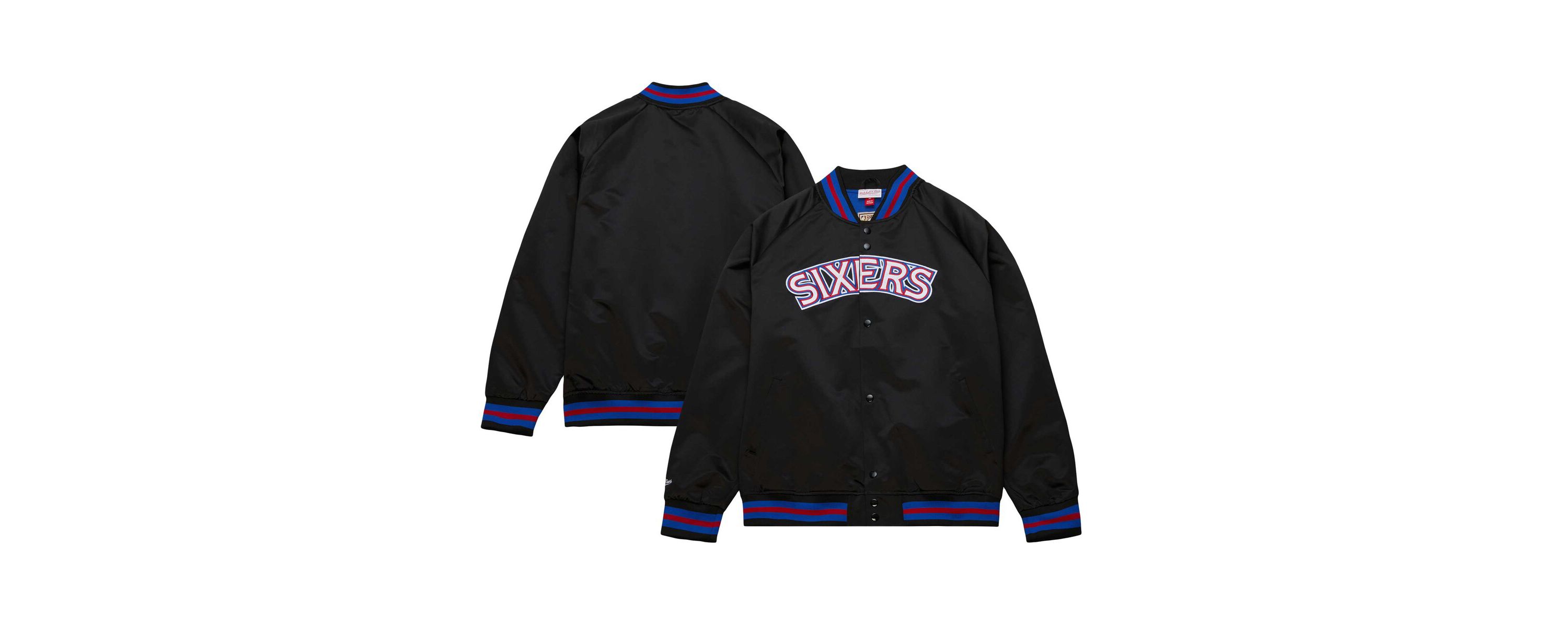 NBA Philadelphia 76ers Hardwood Classics Throwback Wordmark Raglan Full-Snap Jacket