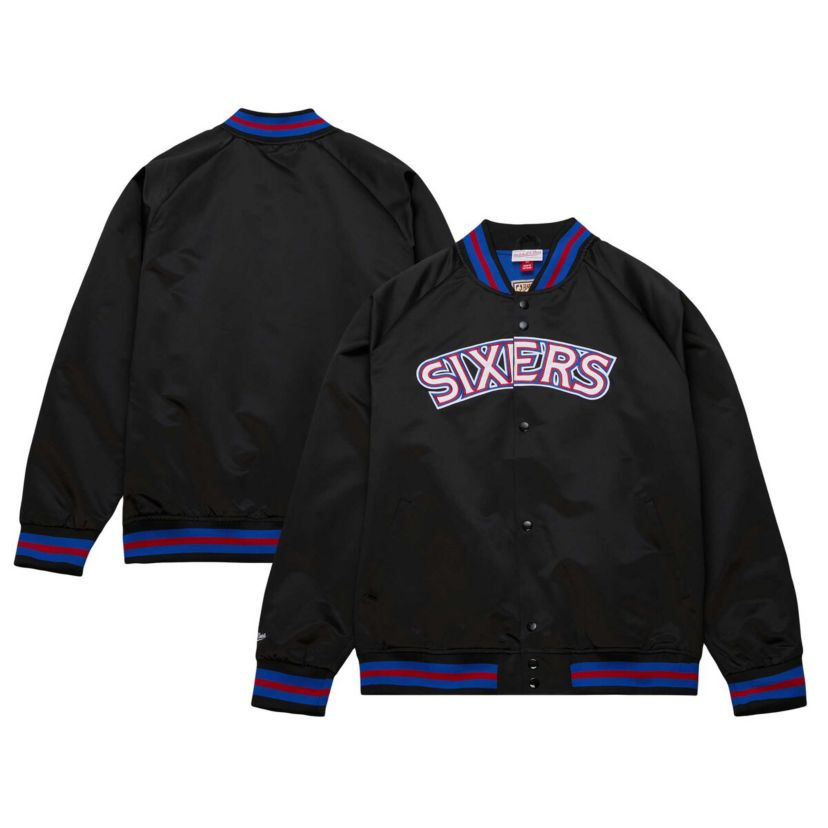 NBA Philadelphia 76ers Hardwood Classics Throwback Wordmark Raglan Full-Snap Jacket