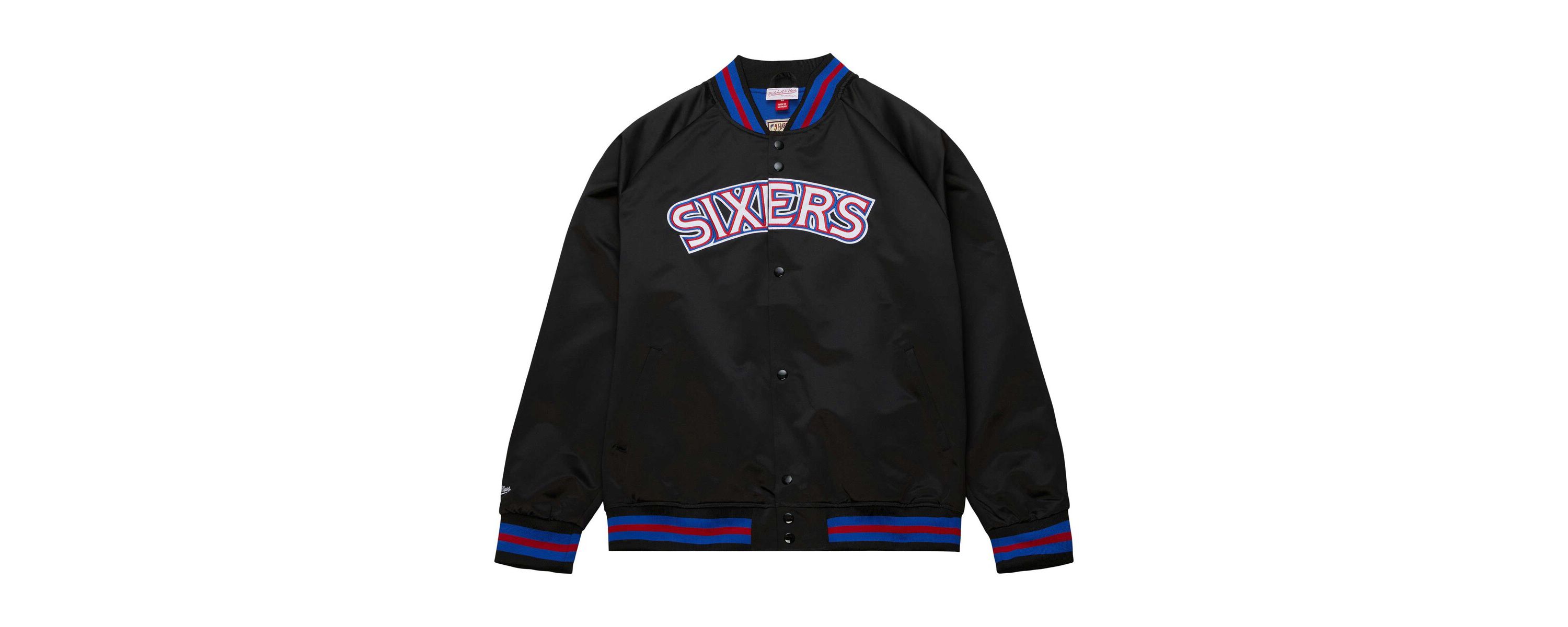 NBA Philadelphia 76ers Hardwood Classics Throwback Wordmark Raglan Full-Snap Jacket