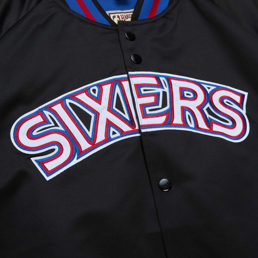 NBA Philadelphia 76ers Hardwood Classics Throwback Wordmark Raglan Full-Snap Jacket