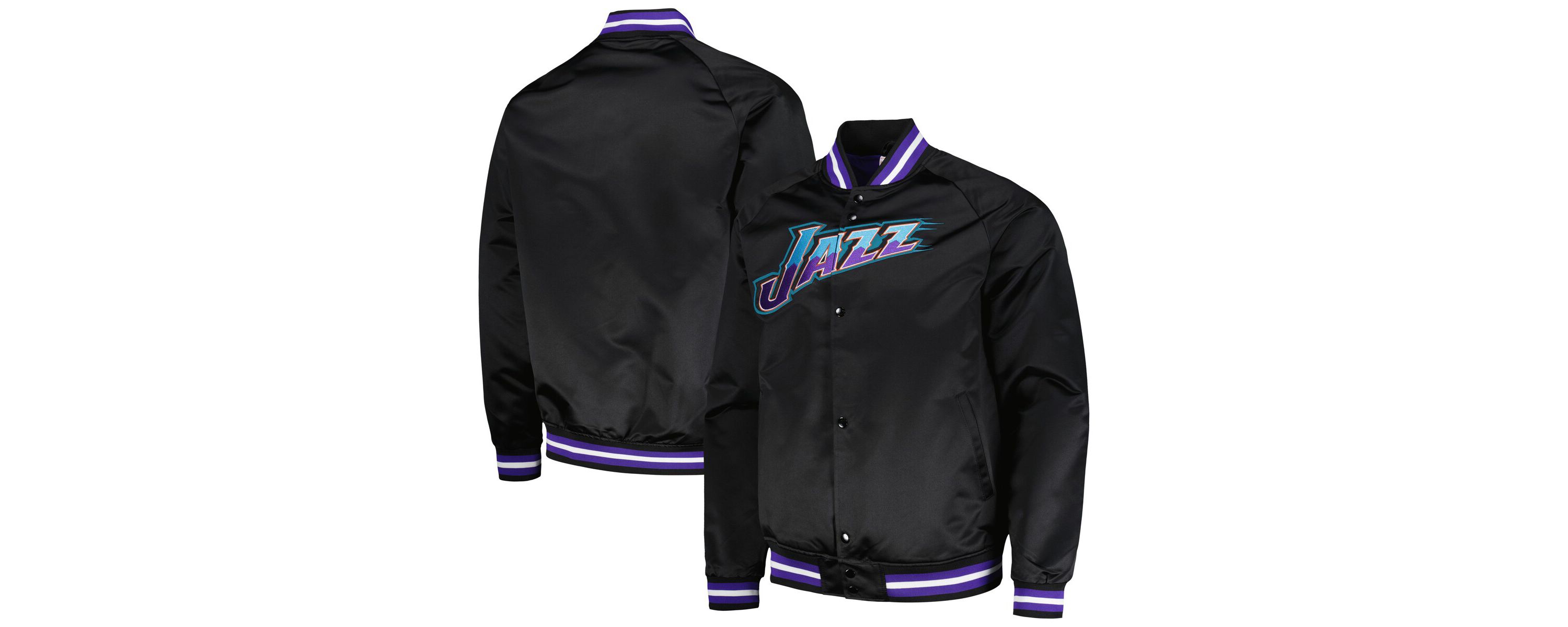 NBA Utah Jazz Hardwood Classics Throwback Wordmark Raglan Full-Snap Jacket
