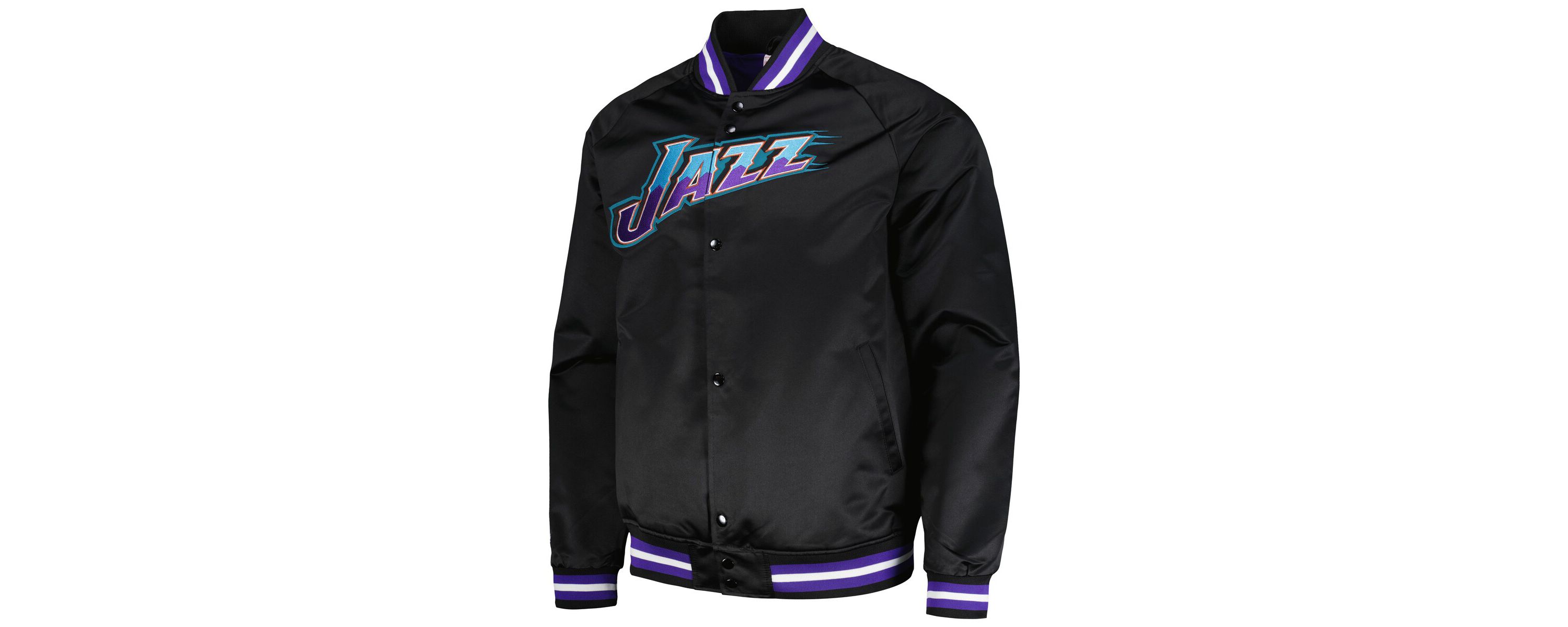 NBA Utah Jazz Hardwood Classics Throwback Wordmark Raglan Full-Snap Jacket
