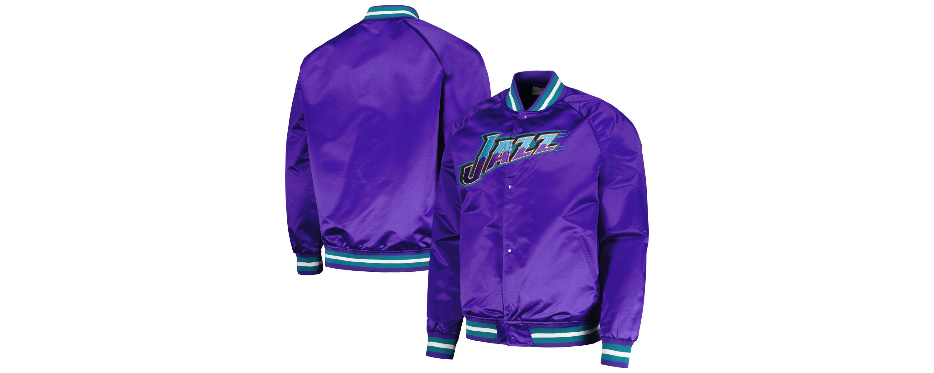 NBA Utah Jazz Hardwood Classics Throwback Wordmark Raglan Full-Snap Jacket