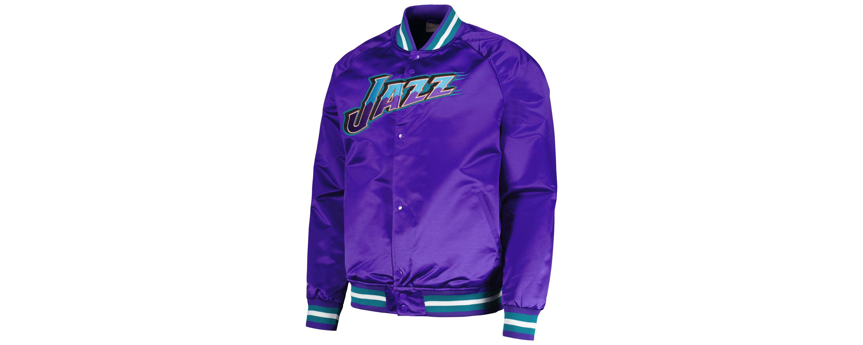 NBA Utah Jazz Hardwood Classics Throwback Wordmark Raglan Full-Snap Jacket