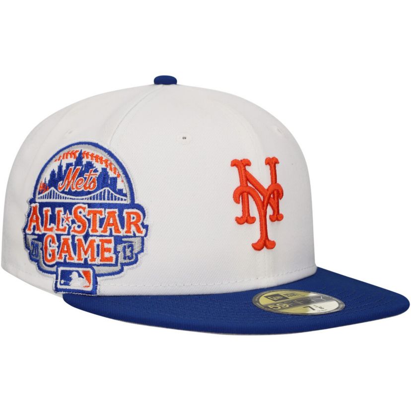 MLB White/Royal New York Mets Major Sidepatch 59FIFTY Fitted Hat