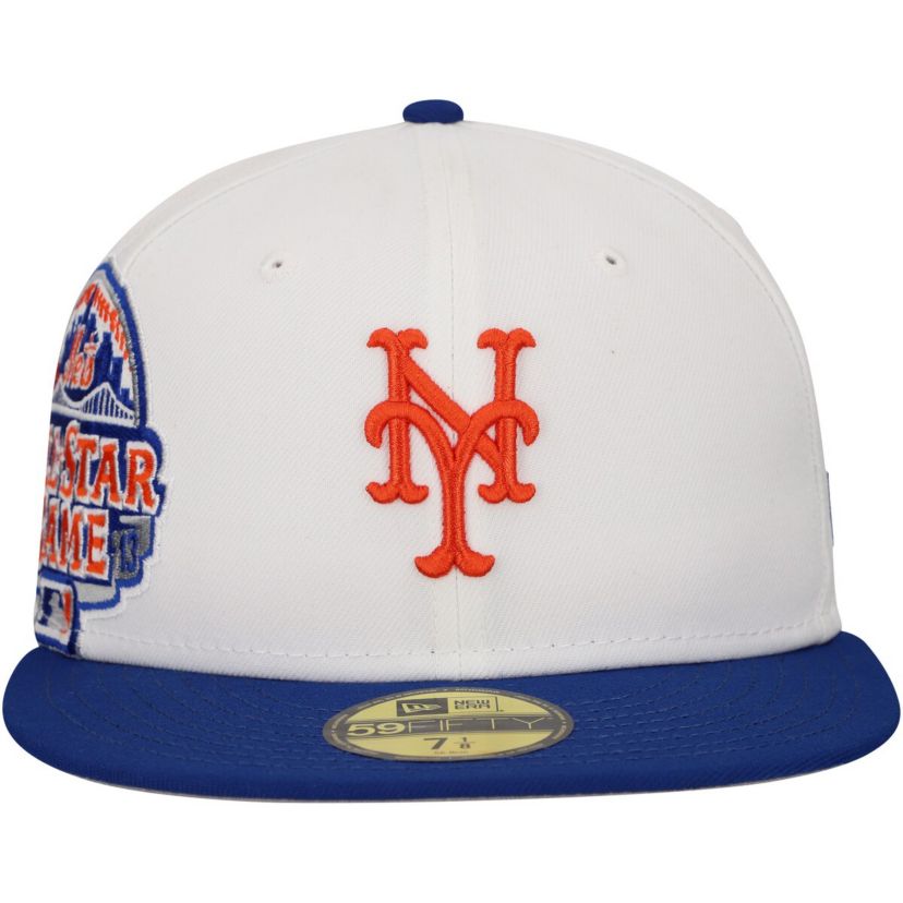 MLB White/Royal New York Mets Major Sidepatch 59FIFTY Fitted Hat