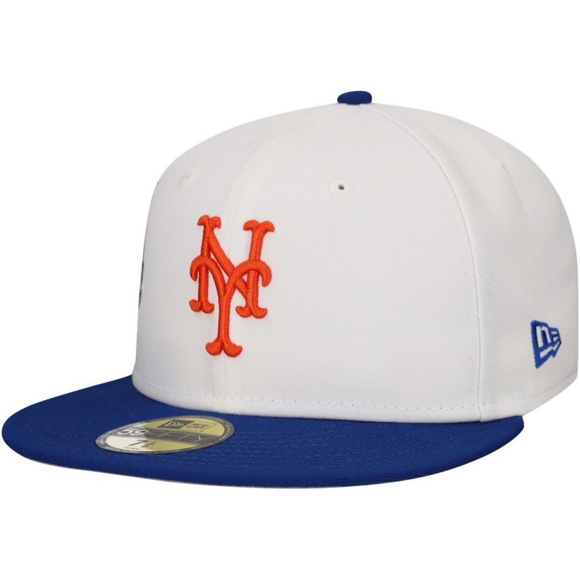 MLB White/Royal New York Mets Major Sidepatch 59FIFTY Fitted Hat