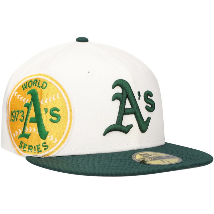 Oakland Athletics MLB White/Green Athletics Major Sidepatch 59FIFTY Fitted Hat