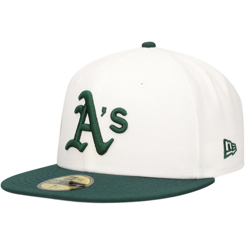 Oakland Athletics MLB White/Green Athletics Major Sidepatch 59FIFTY Fitted Hat