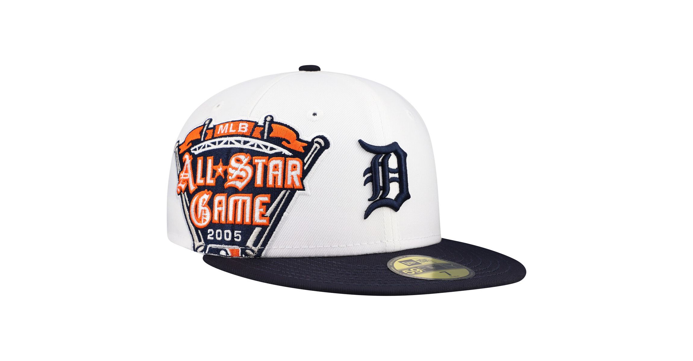 MLB White/Navy Detroit Tigers Major Sidepatch 59FIFTY Fitted Hat