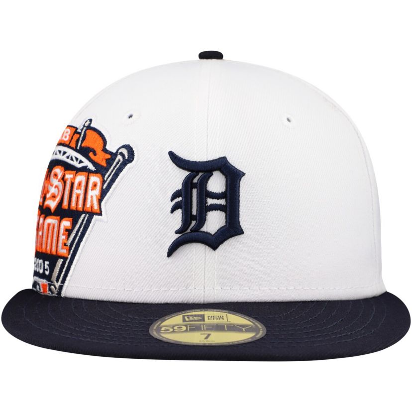 MLB White/Navy Detroit Tigers Major Sidepatch 59FIFTY Fitted Hat