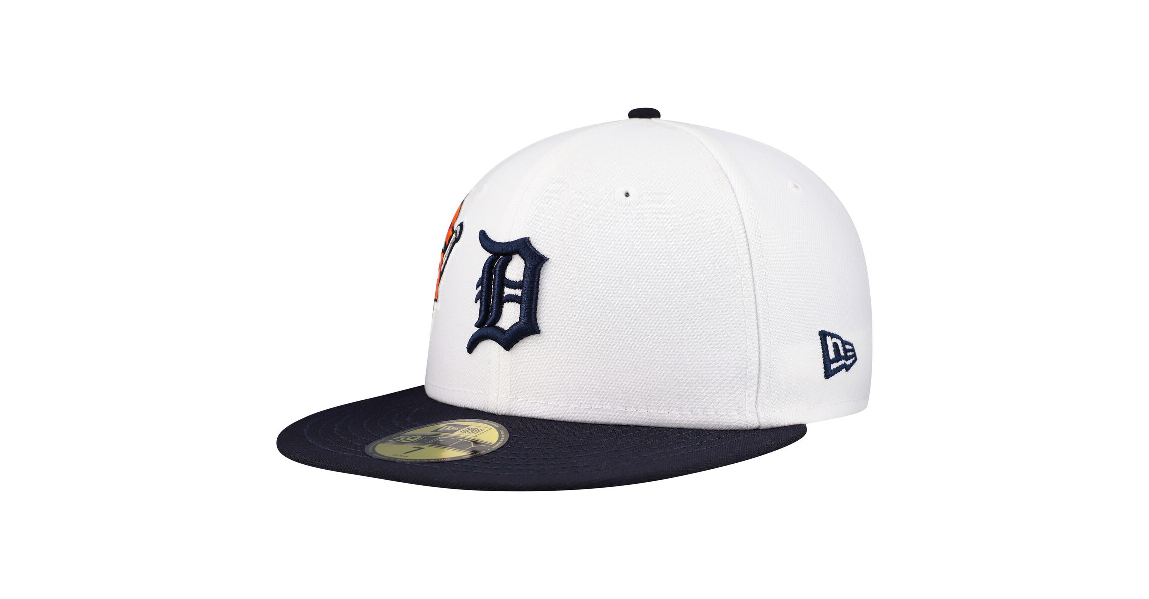 MLB White/Navy Detroit Tigers Major Sidepatch 59FIFTY Fitted Hat