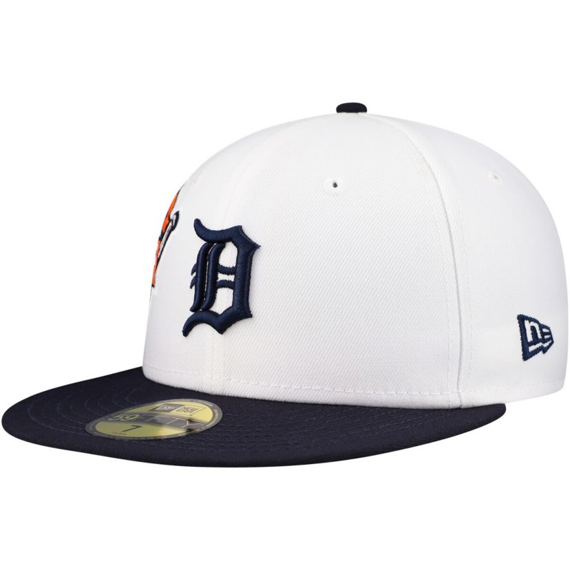 MLB White/Navy Detroit Tigers Major Sidepatch 59FIFTY Fitted Hat