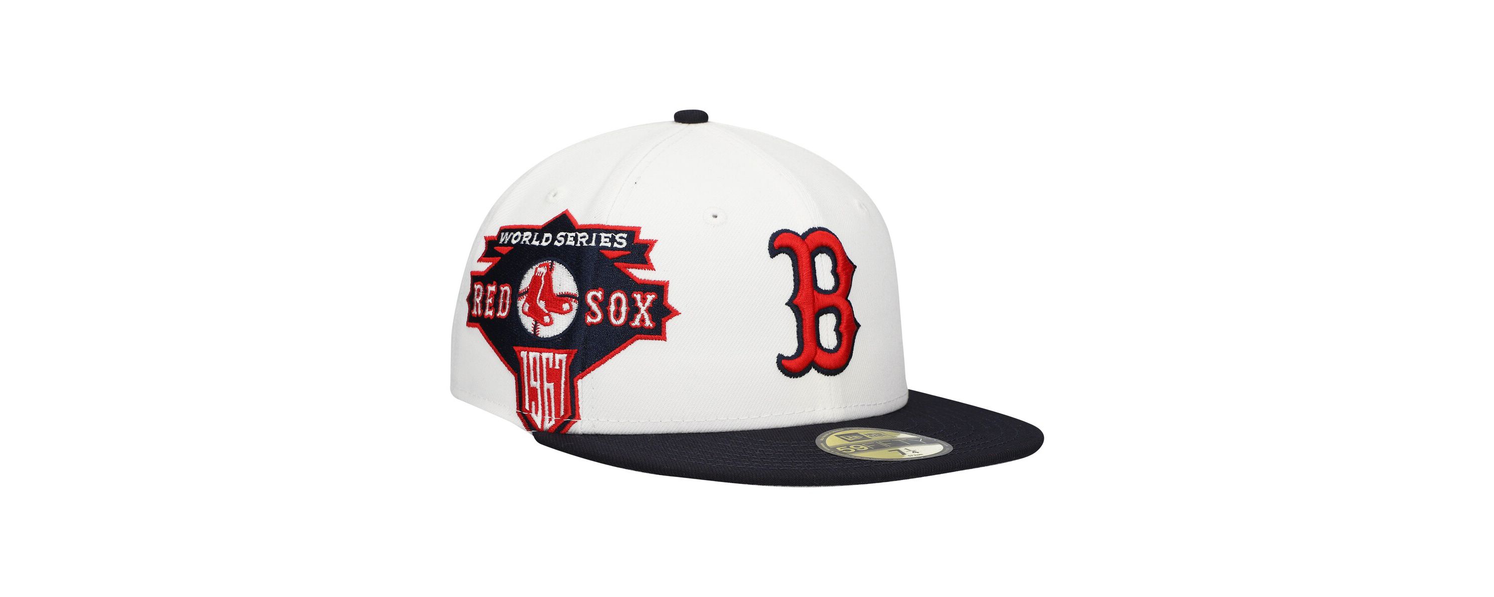 Boston Red Sox MLB White/Navy Boston Sox Major Sidepatch 59FIFTY Fitted Hat