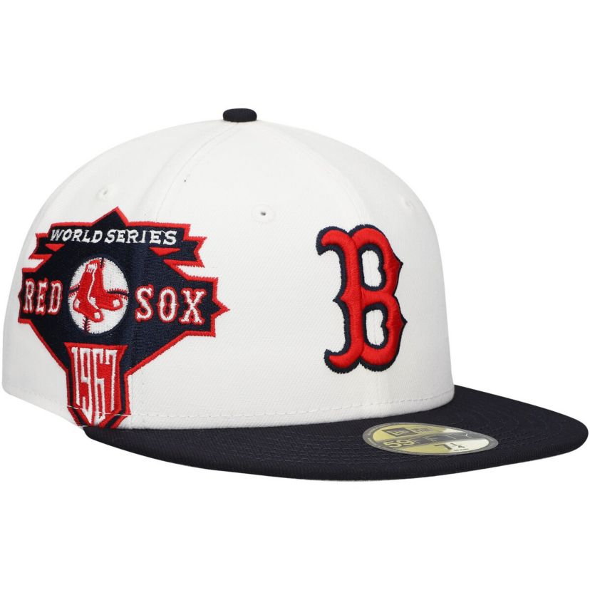 Boston Red Sox MLB White/Navy Boston Sox Major Sidepatch 59FIFTY Fitted Hat