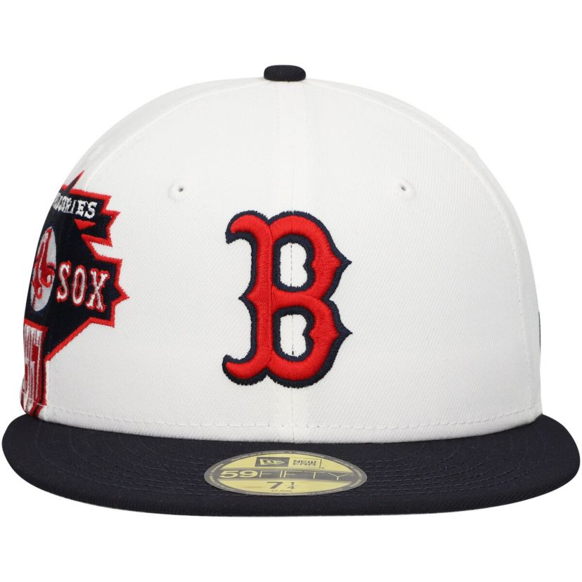 Boston Red Sox MLB White/Navy Boston Sox Major Sidepatch 59FIFTY Fitted Hat