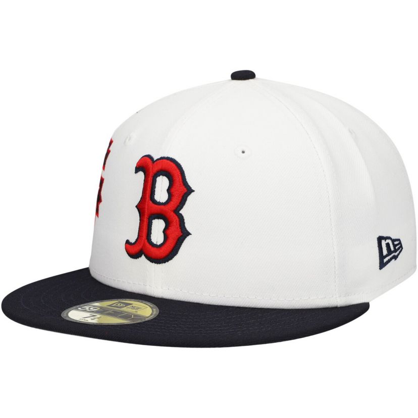 Boston Red Sox MLB White/Navy Boston Sox Major Sidepatch 59FIFTY Fitted Hat