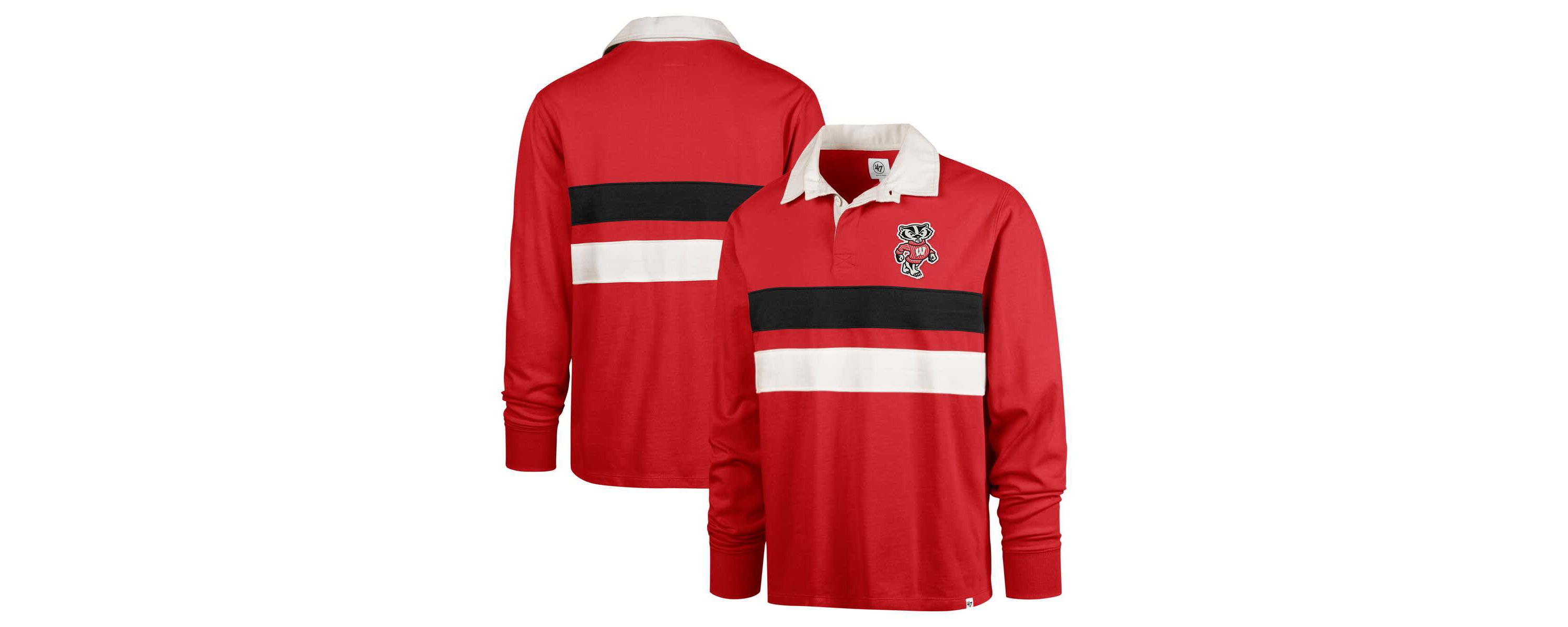 NCAA Wisconsin Badgers Clubhouse Knox Thames Long Sleeve Rugby Polo