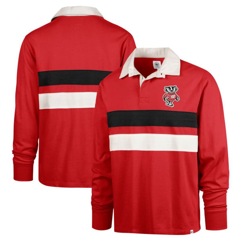 NCAA Wisconsin Badgers Clubhouse Knox Thames Long Sleeve Rugby Polo