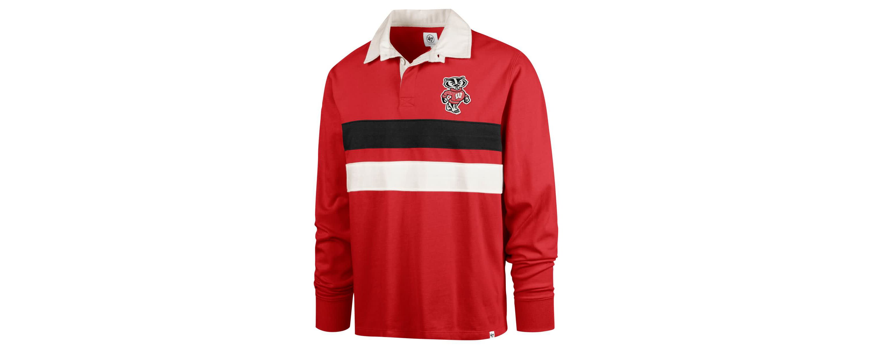 NCAA Wisconsin Badgers Clubhouse Knox Thames Long Sleeve Rugby Polo