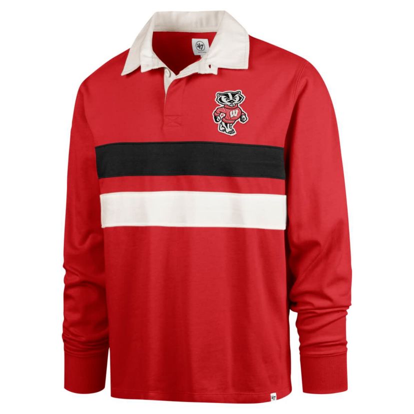 NCAA Wisconsin Badgers Clubhouse Knox Thames Long Sleeve Rugby Polo