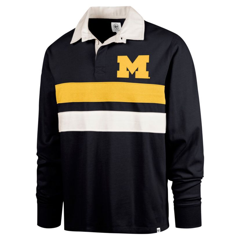 NCAA Michigan Wolverines Clubhouse Knox Thames Long Sleeve Rugby Polo