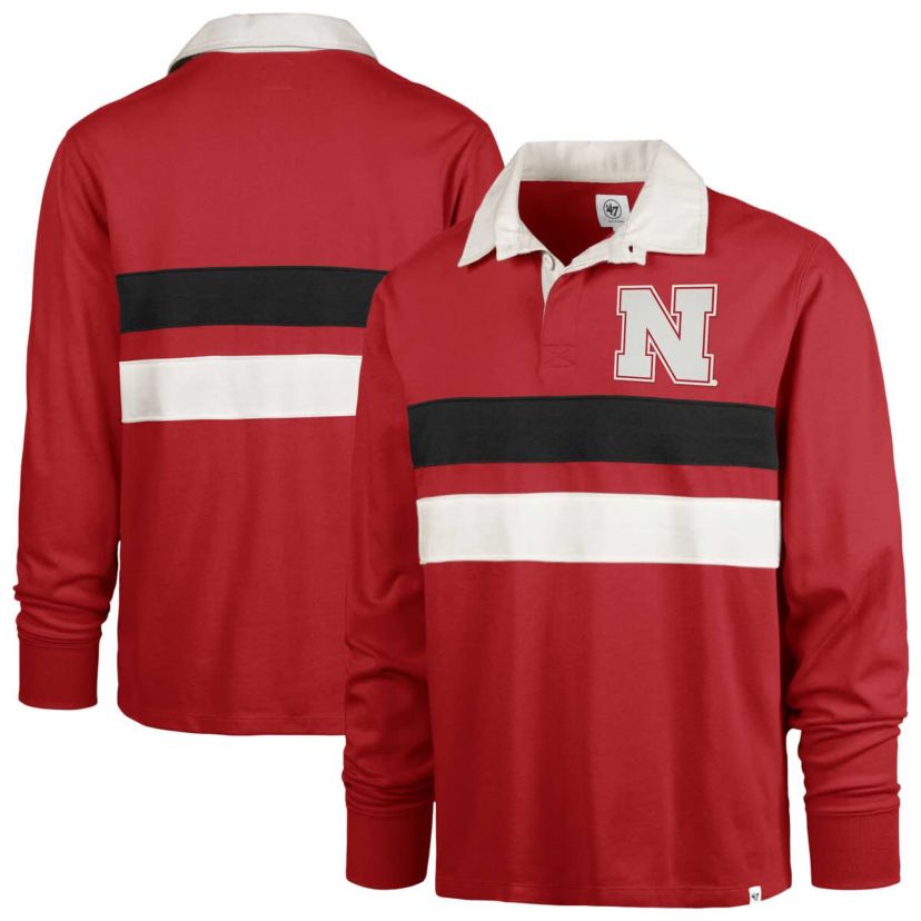 NCAA Nebraska Huskers Clubhouse Knox Thames Long Sleeve Rugby Polo