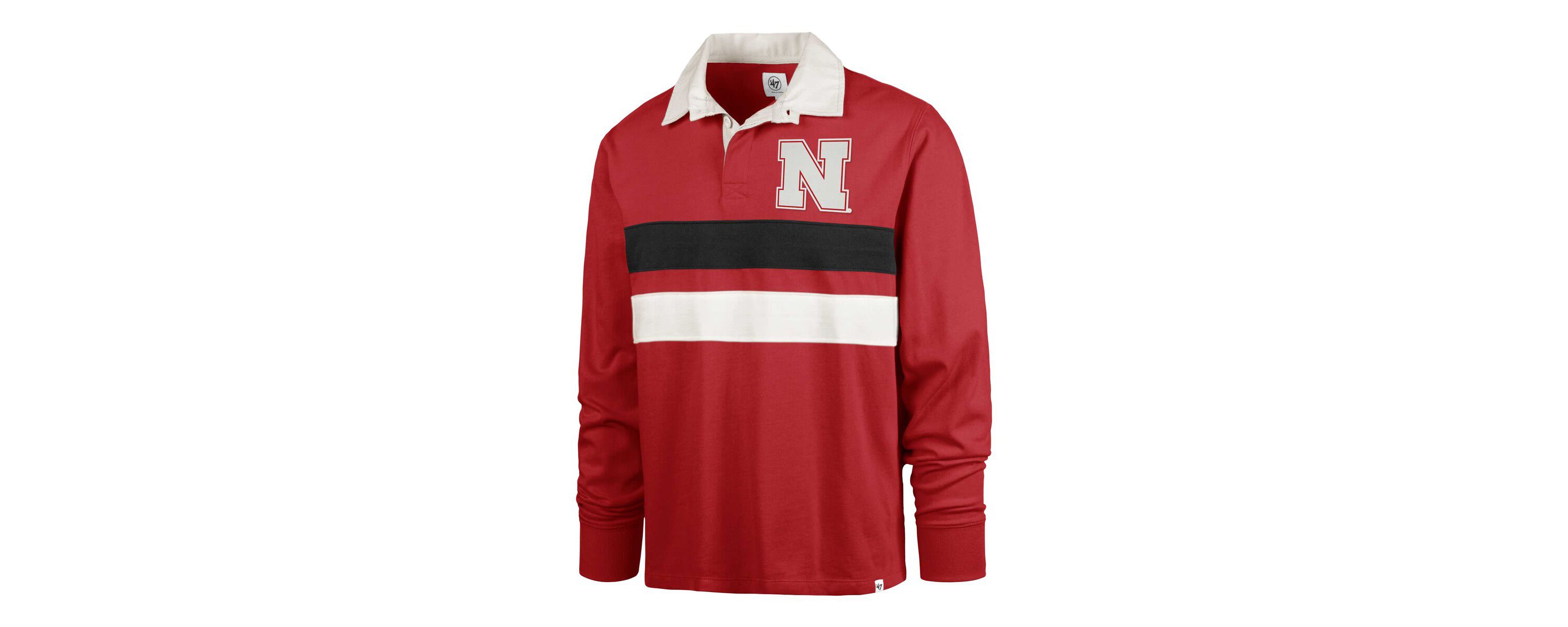 NCAA Nebraska Huskers Clubhouse Knox Thames Long Sleeve Rugby Polo
