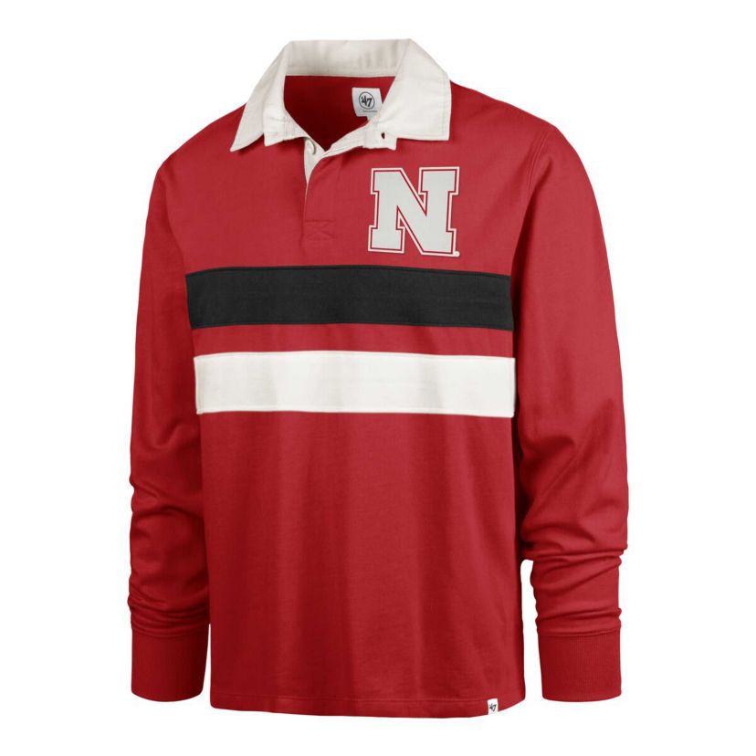 NCAA Nebraska Huskers Clubhouse Knox Thames Long Sleeve Rugby Polo