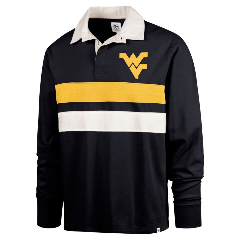NCAA West Virginia Mountaineers Clubhouse Knox Thames Long Sleeve Rugby Polo