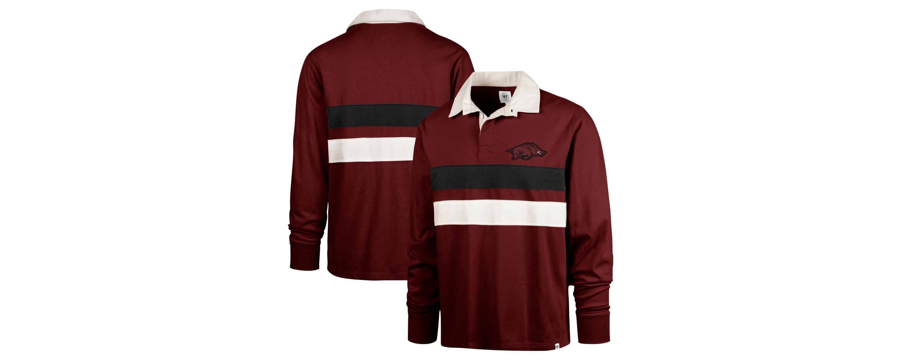 NCAA Arkansas Razorbacks Clubhouse Knox Thames Long Sleeve Rugby Polo