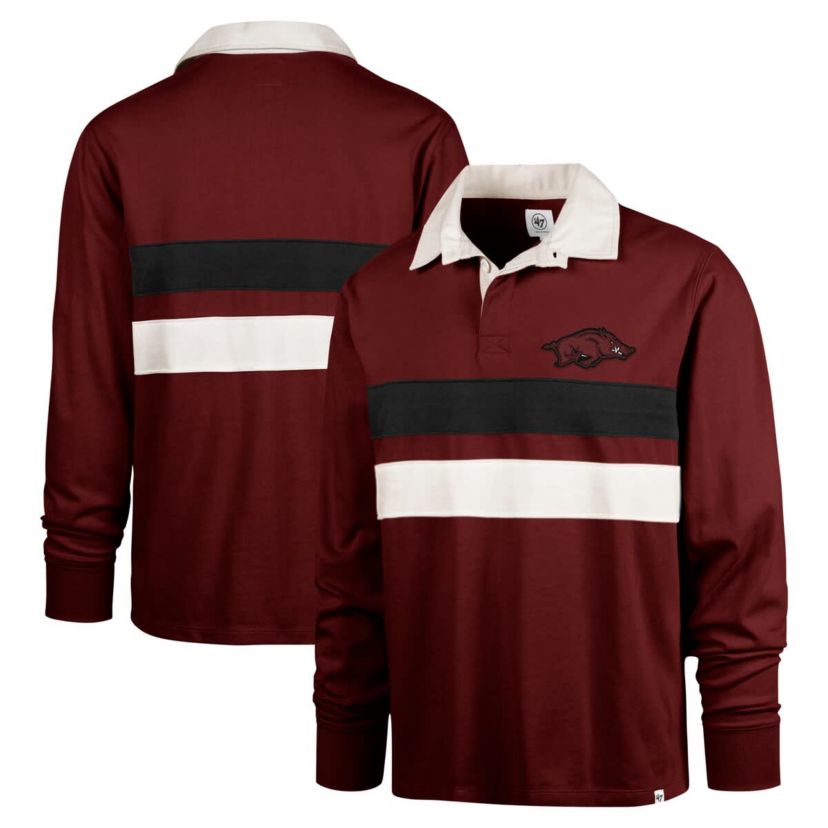 NCAA Arkansas Razorbacks Clubhouse Knox Thames Long Sleeve Rugby Polo