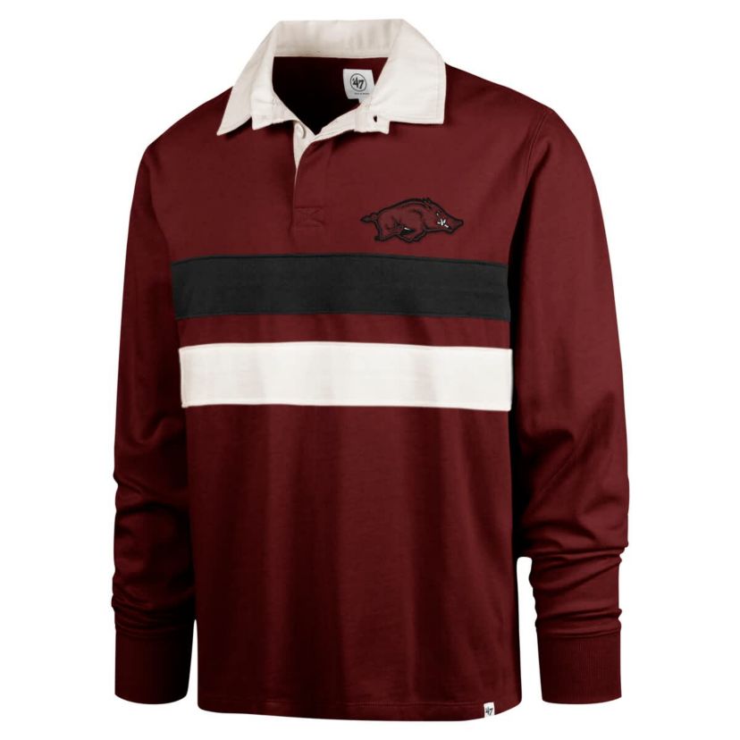 NCAA Arkansas Razorbacks Clubhouse Knox Thames Long Sleeve Rugby Polo