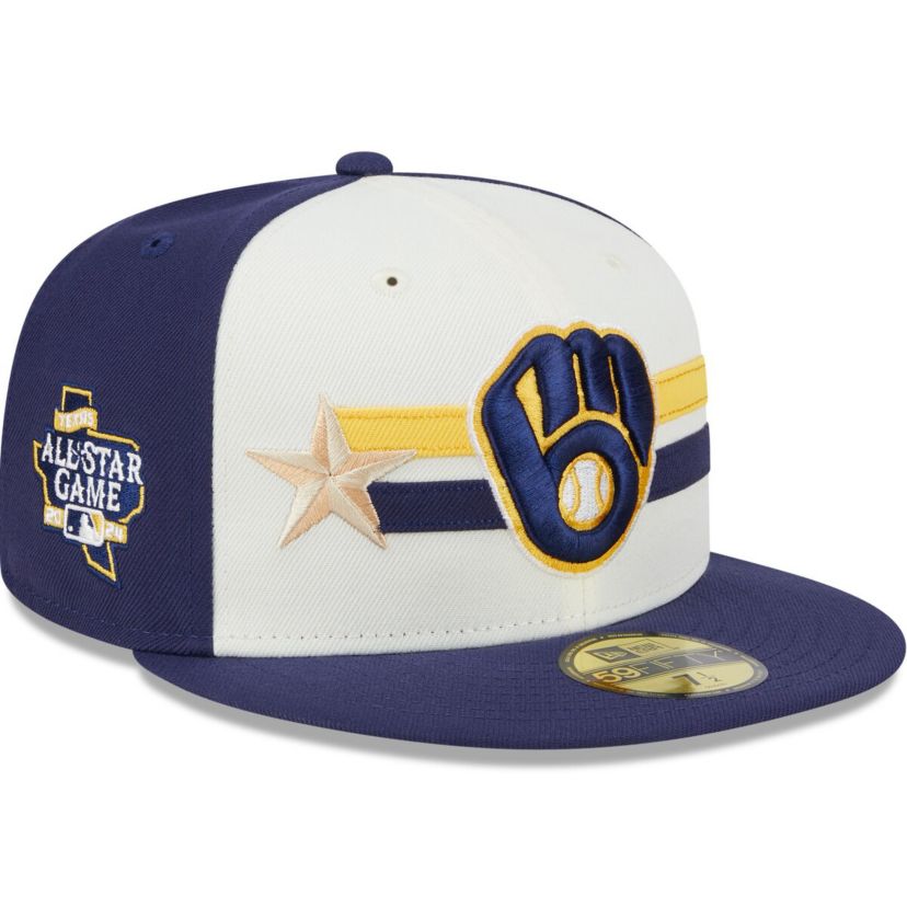 MLB Cream/Navy Milwaukee Brewers 2024 MLB All-Star Game Workout 59FIFTY Fitted Hat