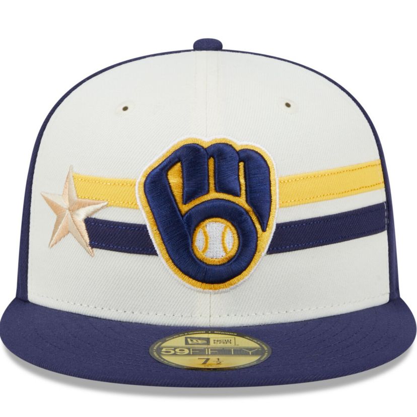 MLB Cream/Navy Milwaukee Brewers 2024 MLB All-Star Game Workout 59FIFTY Fitted Hat
