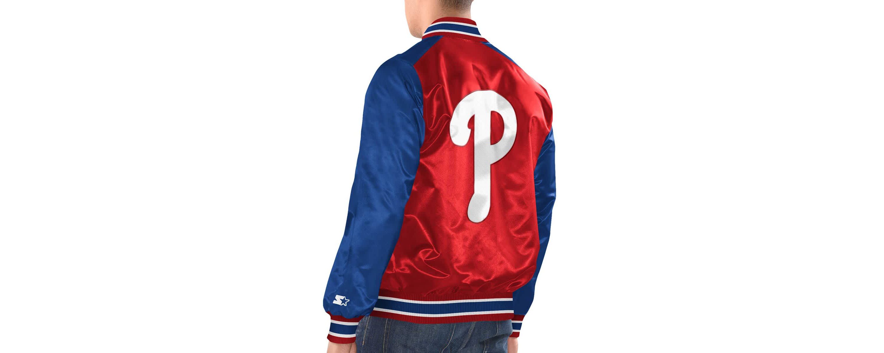 MLB Red/Royal Philadelphia Phillies Varsity Satin Full-Snap Jacket