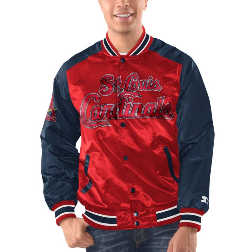 MLB Red/Navy St. Louis Cardinals Varsity Satin Full-Snap Jacket