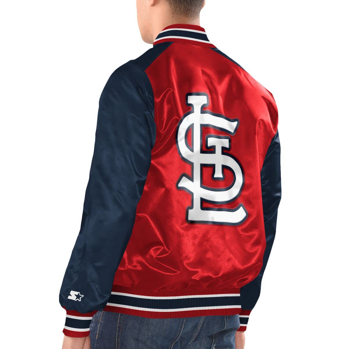 MLB Red/Navy St. Louis Cardinals Varsity Satin Full-Snap Jacket