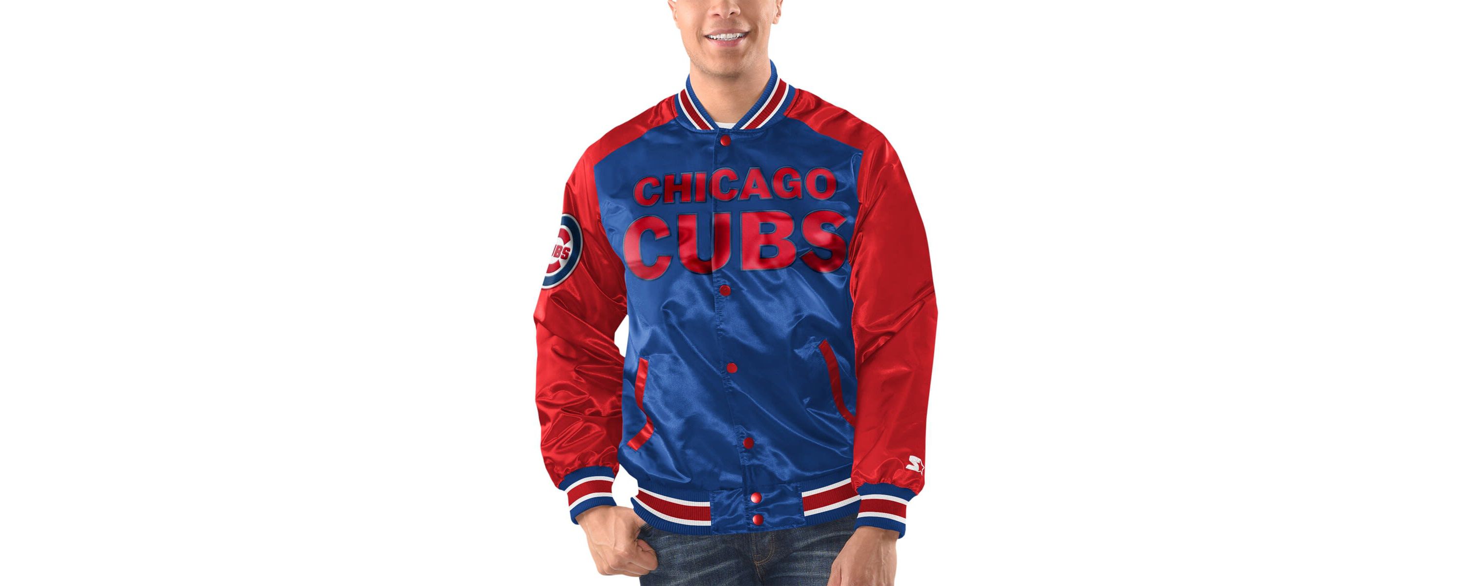 MLB Royal/Red Chicago Cubs Varsity Satin Full-Snap Jacket