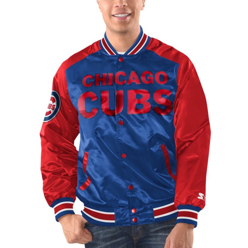 MLB Royal/Red Chicago Cubs Varsity Satin Full-Snap Jacket