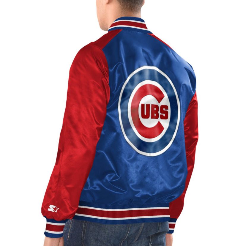 MLB Royal/Red Chicago Cubs Varsity Satin Full-Snap Jacket