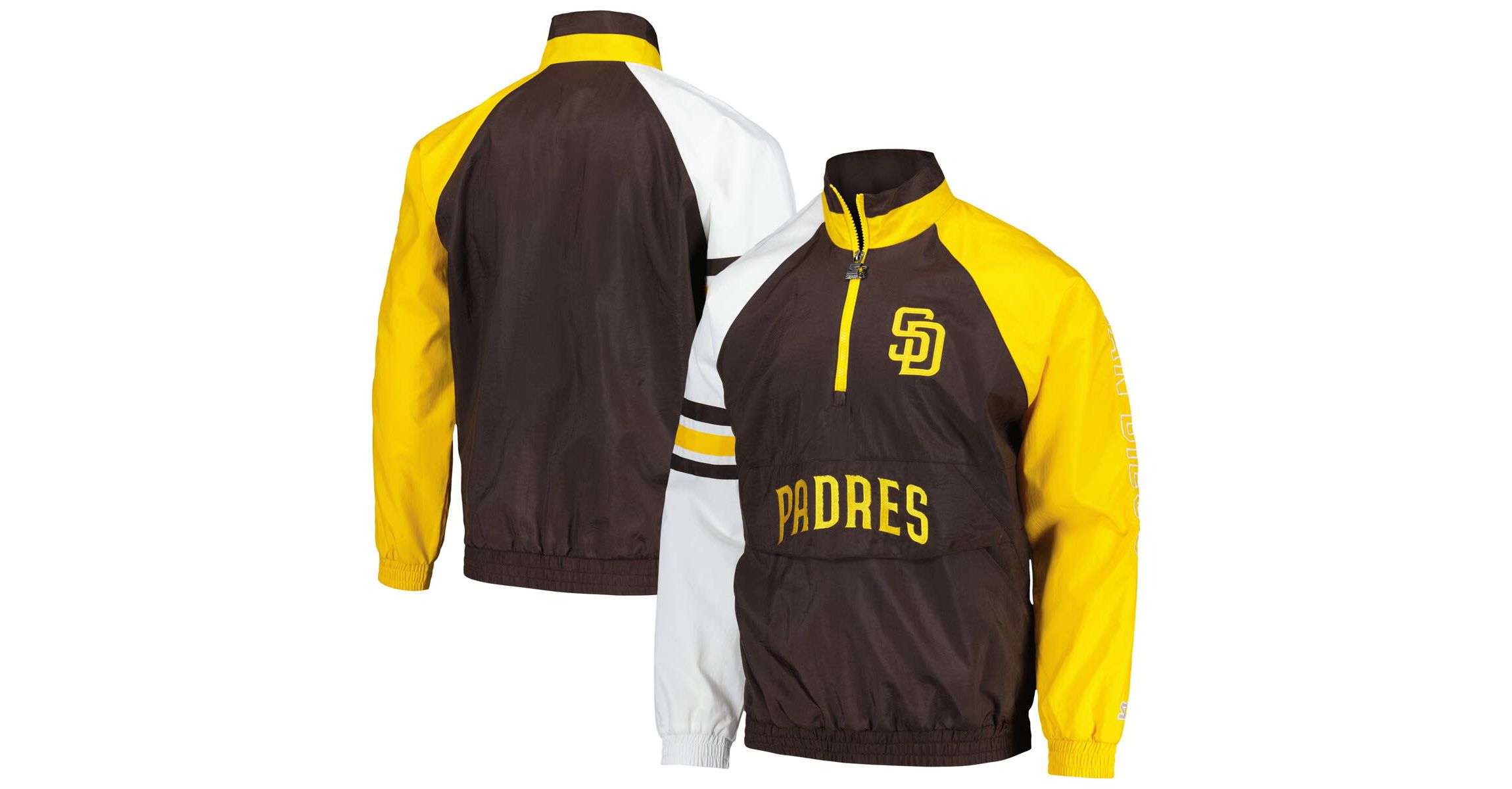MLB Brown/Gold San Diego Padres Elite Raglan Half-Zip Jacket
