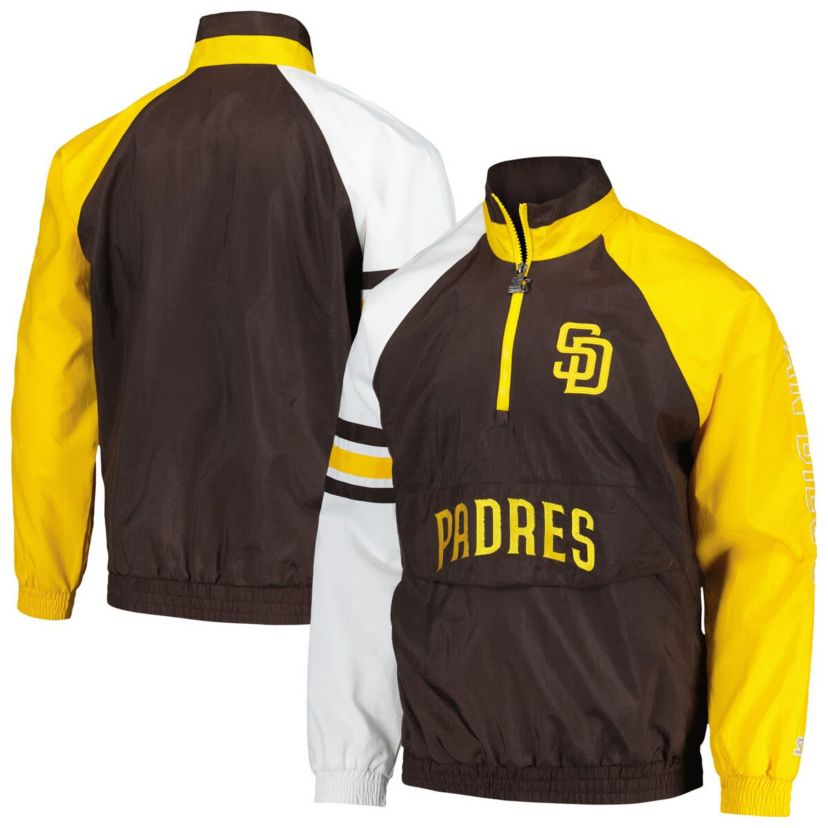 MLB Brown/Gold San Diego Padres Elite Raglan Half-Zip Jacket
