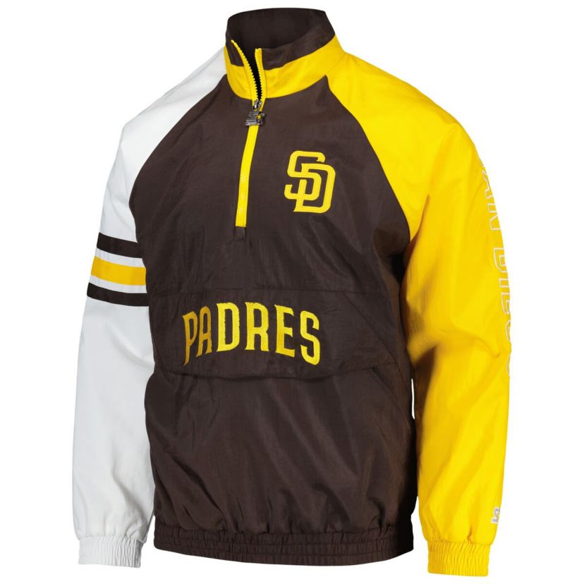 MLB Brown/Gold San Diego Padres Elite Raglan Half-Zip Jacket