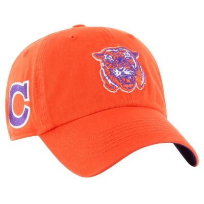 '47 Men's NCAA Clemson Tigers Vintage Sure Shot Franchise Fitted Hat, Orange, Large