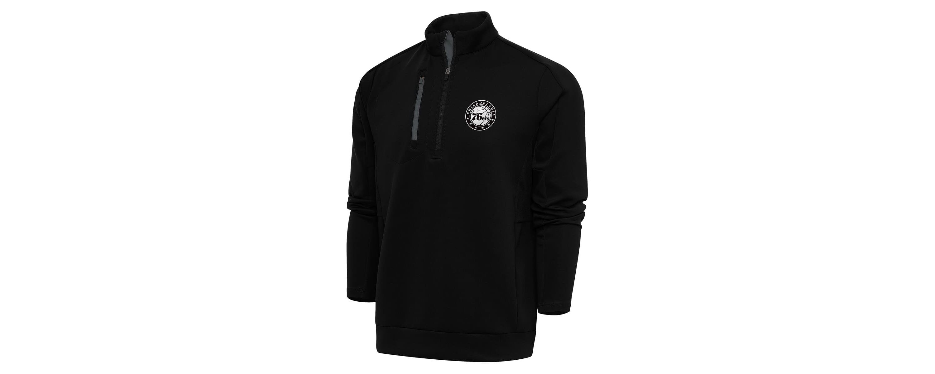 NBA Philadelphia 76ers Metallic Logo Generation Quarter-Zip Pullover Top