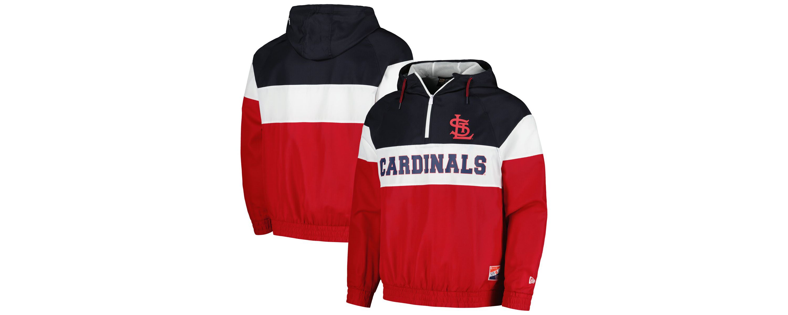 MLB St. Louis Cardinals Ripstop Raglan Quarter-Zip Hoodie Windbreaker Jacket