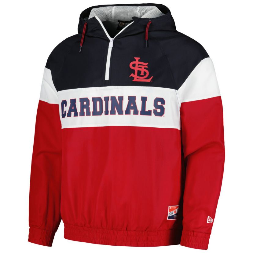 MLB St. Louis Cardinals Ripstop Raglan Quarter-Zip Hoodie Windbreaker Jacket